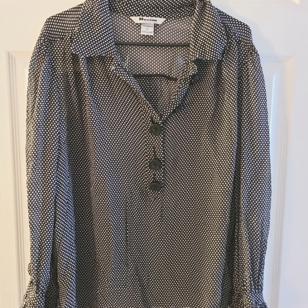 Black and white polka dot Plus Size Blouse